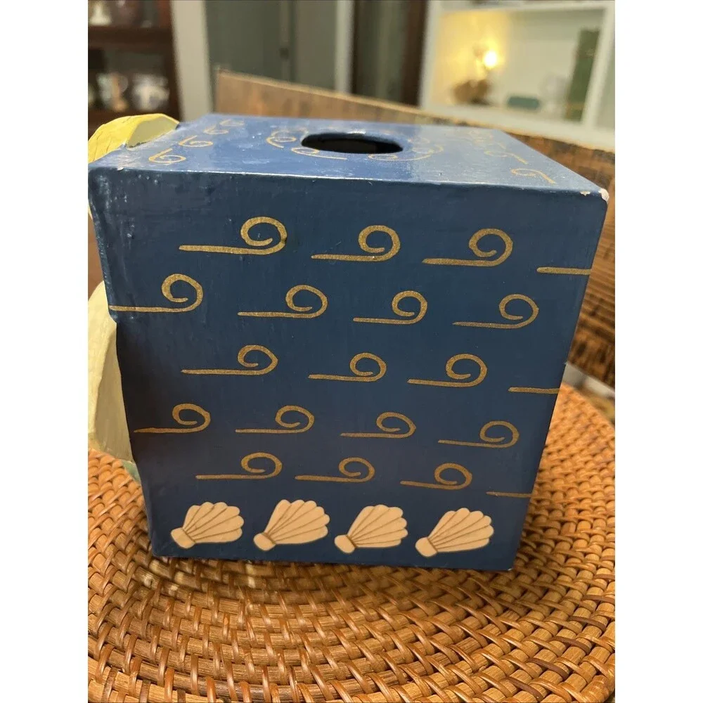Vintage Rare Clay Art Paper Mache Tissue Box Holder 1993 Mermaid Md In Thailand